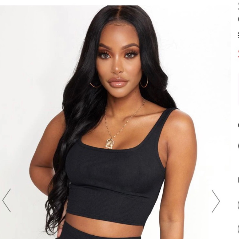 Pretty Little Things | Shape Ribbed Scoop Cropped  Top | Black | Size M (8)